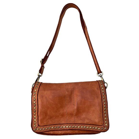 Sundance Handbags - Sundance Brown Leather Studded Crossbody Bag